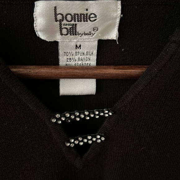 Vintage Bonnie and Bill Black Silk Blend Top - Picture 5 of 8